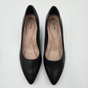 NWT CLARKS Kepley Vine Black Leather Women's Heels - US Size 8